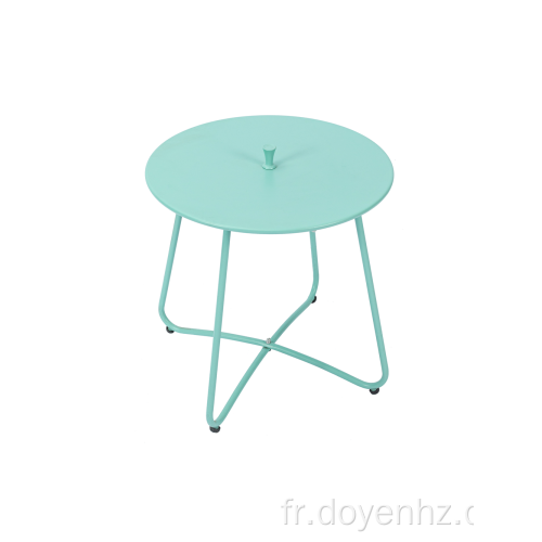 Table d&#39;appoint d&#39;extérieur ronde en métal de 45 cm avec poignée